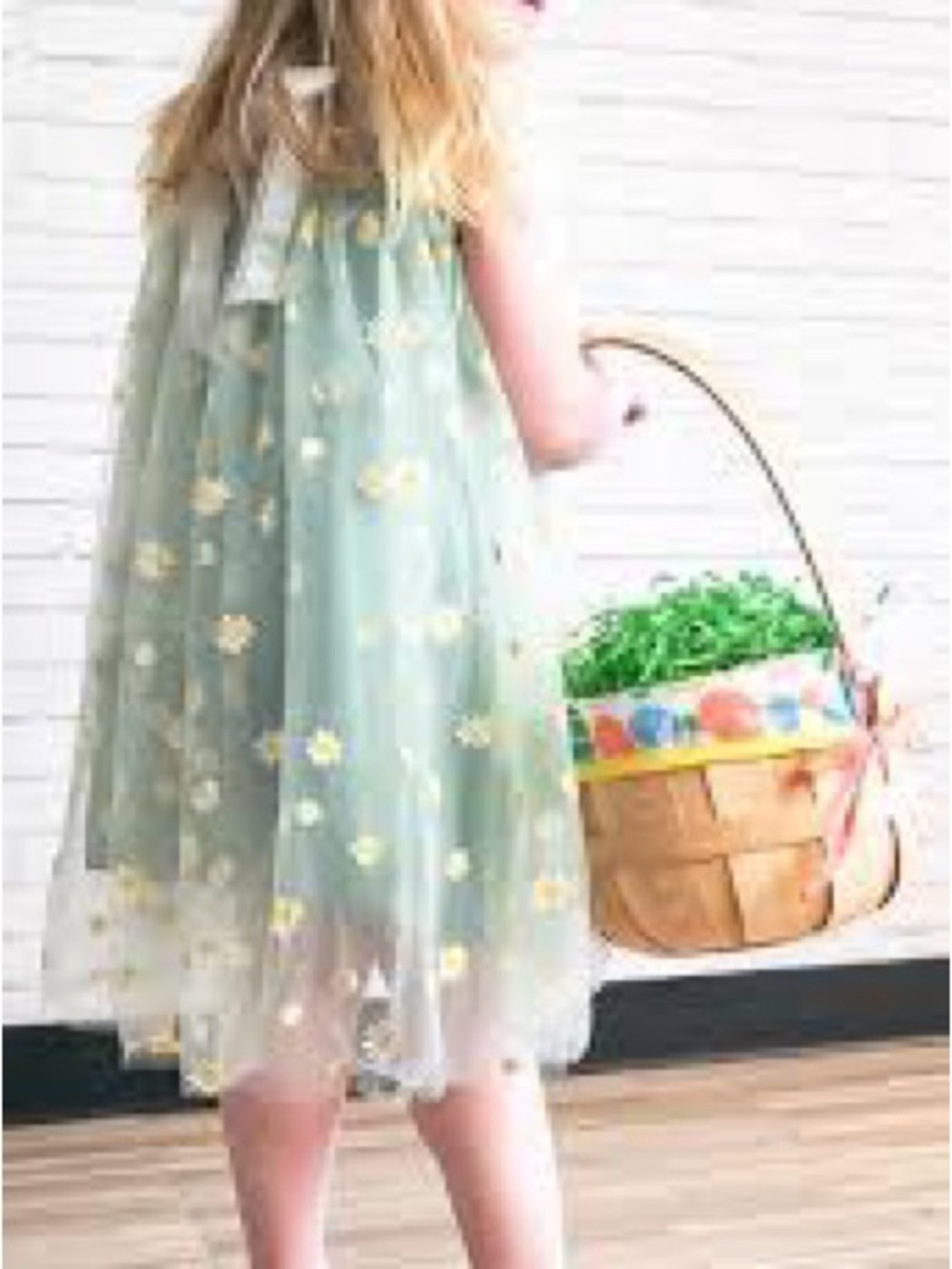 Sage Green Daisy Tulle Dress for Girls